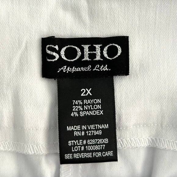 SOHO APPAREL LTD Pull On Stretch White Women's Ankle Pants White Plus Size 2X - Picture 6 of 7